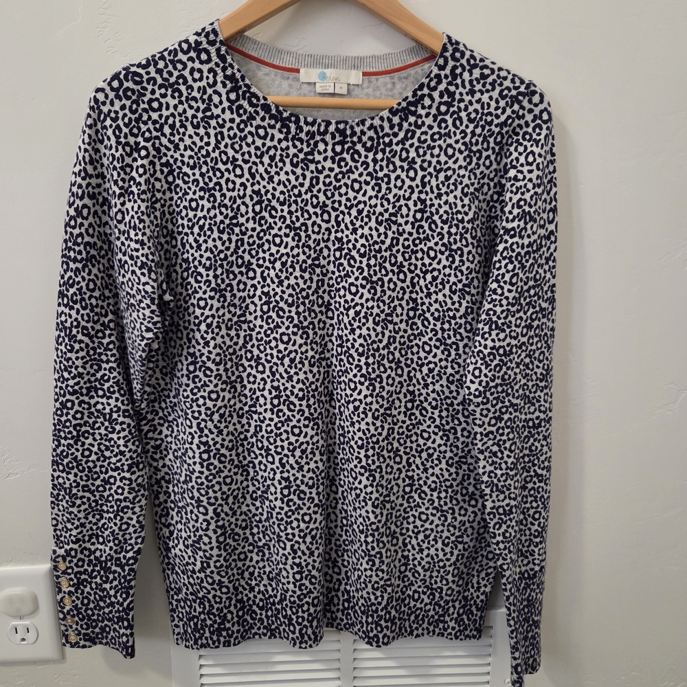Boden Leopard Print Sweater Sz M